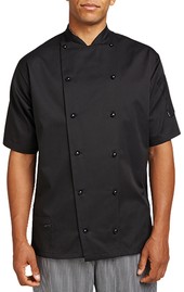 Le Chef Coloured Executive Jacket **Short Sleeves** With Capped Studs Black