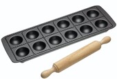 Black Ravioli Tray 12 Hole With Rolling Pin