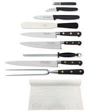 Knife Set Sabatier Large With 25cm Cooks Knife In Cotton Wallet