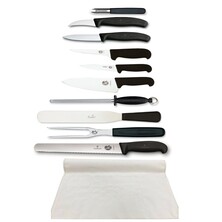 Knife Set Victorinox Large With 20cm Deep Cooks Knife In Cotton Wallet