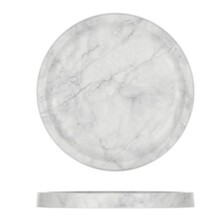 White Marble Agra Melamine Round Tray 23cm