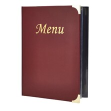 A4 Menu Holder Wine Red 8 Pages