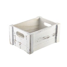 Genware White Wash Wooden Crate 22.8cm X 16.5cm X 11cm