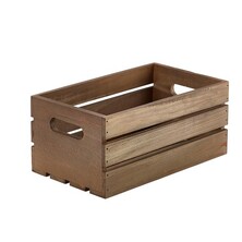 Genware Dark Rustic Wooden Crate 27cm X 16cm X 12cm