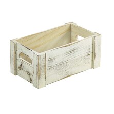 Genware White Wash Wooden Crate 27cm X 16cm X 12cm