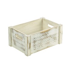 Genware White Wash Wooden Crate 34cm X 23cm X 15cm