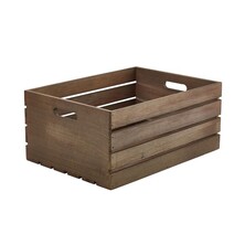 Genware Dark Rustic Wooden Crate 41cm X 30cm X 18cm