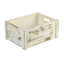 Genware White Wash Wooden Crate 41cm X 30cm X 18cm