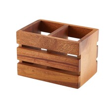 GenWare Acacia Wood 2 Compartment Cutlery Holder