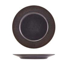 Terra Porcelain Fluted Winged Plate 21cm Black (Box of 6)