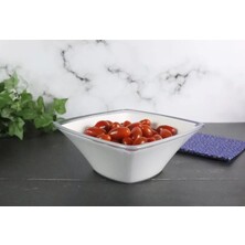 Harfield Acrylic White Curved Display Bowl 1.3Ltr / 20cm X 20cm X 8cm (792)