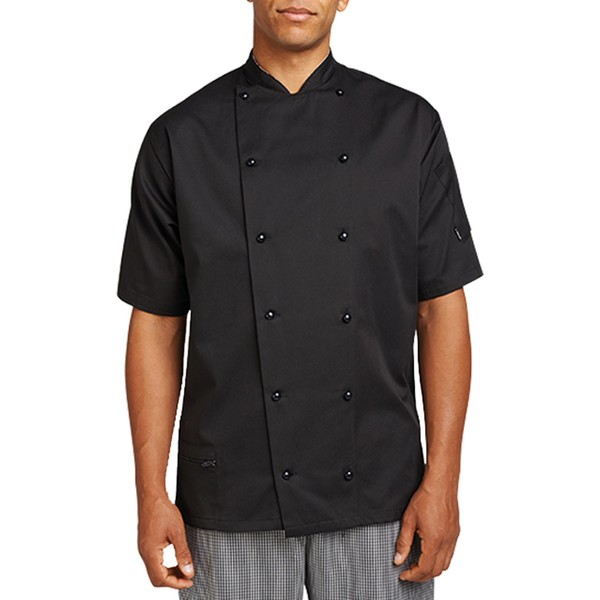 Le Chef Coloured Executive Jacket **Short Sleeves** With Capped Studs Black