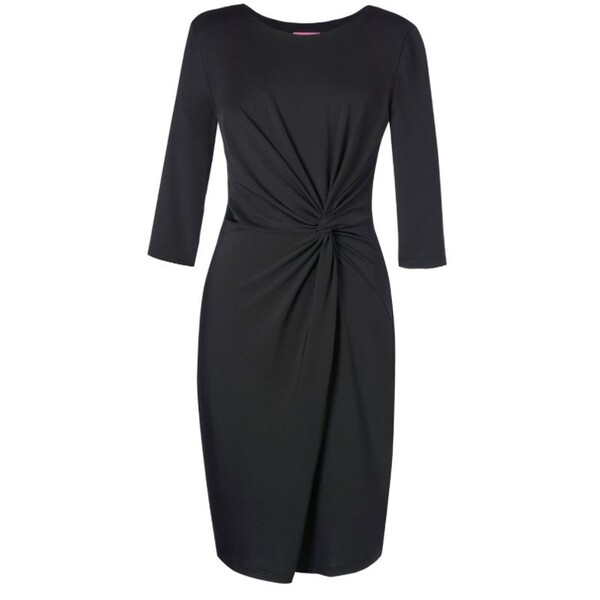 Dress Polyester Black Round Neck 3/4 Sleeve