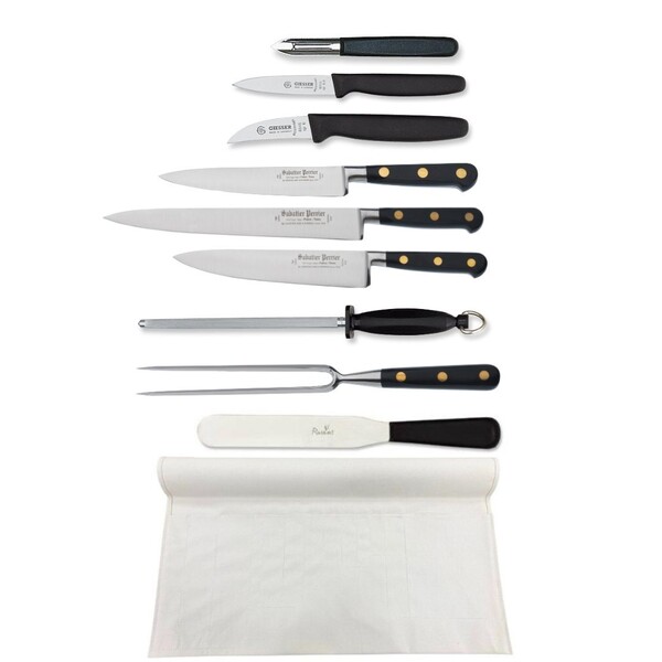 Knife Set Sabatier Large With 20cm Cooks Knife In Cotton Wallet