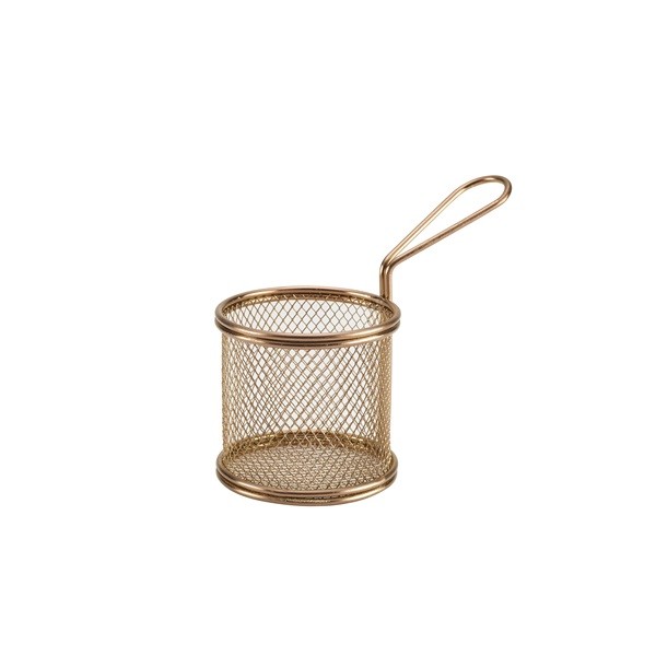 Mini Frying Basket Copper Round 9.3cm X 9cm