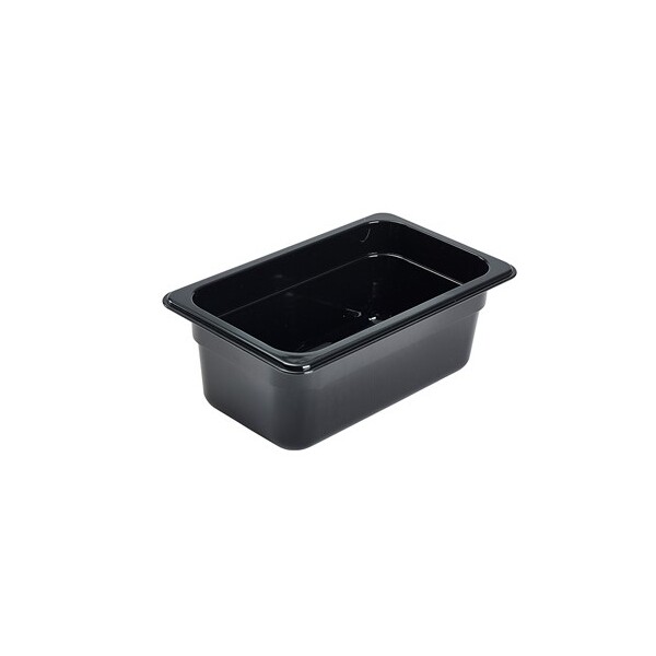 Food Pan Gastronorm Polycarbonate GN1/4 26.5cm X 16.2cm X 10cm Deep Black