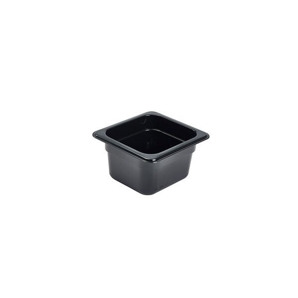 Food Pan Gastronorm Polycarbonate GN1/6 17.6cm X 16.2cm X 10cm Deep Black