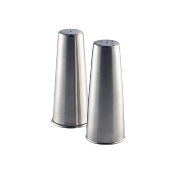 Genware Stainless Steel Conical Salt & Pepper Set