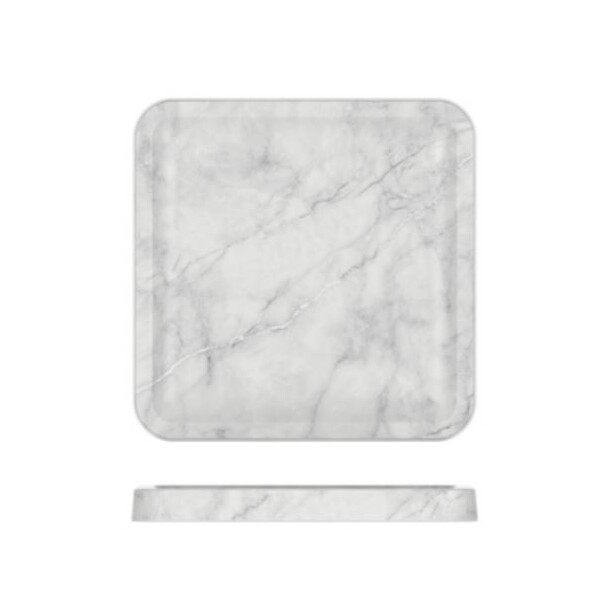 White Marble Agra Melamine Square Tray 23 X 23 X 2cm