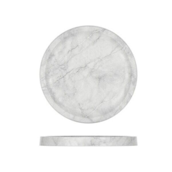 White Marble Agra Melamine Round Tray 23cm