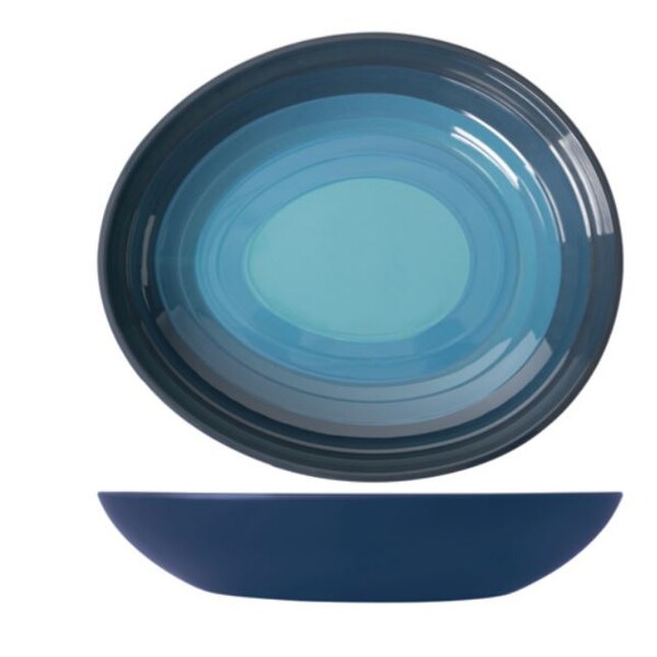 Atlantis Azure Blue Melamine Oval Bowl 38 X 32.5 X 7cm