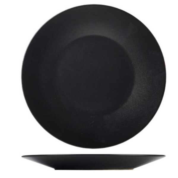 Luna Stoneware Black Wide Rim Plate 30.5cm (Box Of 6)