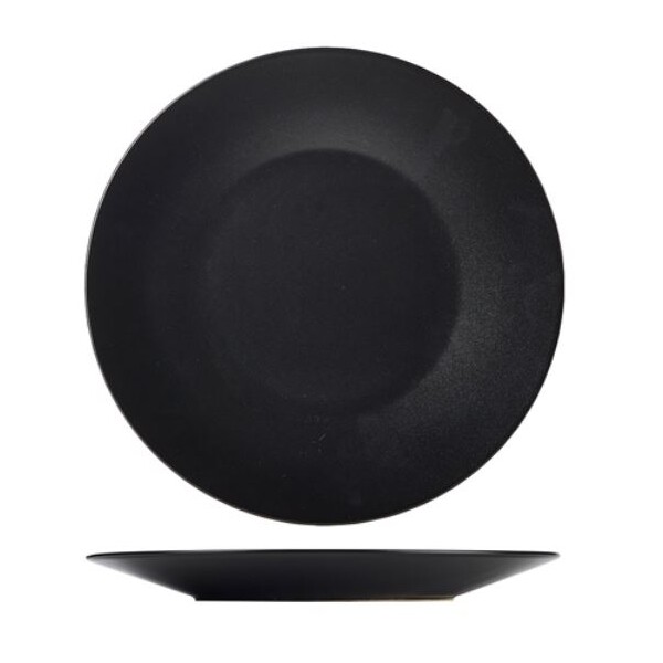 Luna Stoneware Wide Rim Plate Black 27.5cm (Box Of 6)