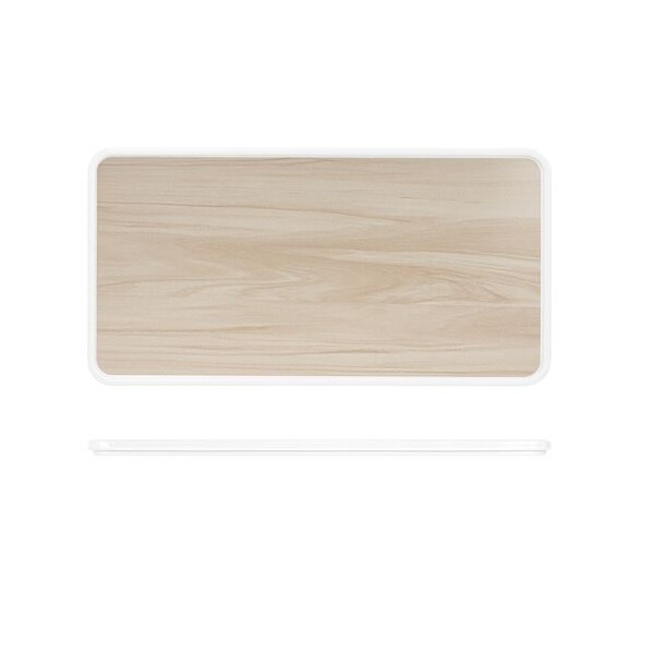 Tokyo Melamine Bento Box Lid 34.8 X 18cm White Oak (Box Of 6)