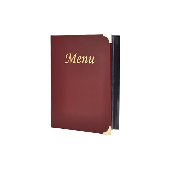 A4 Menu Holder Wine Red 8 Pages