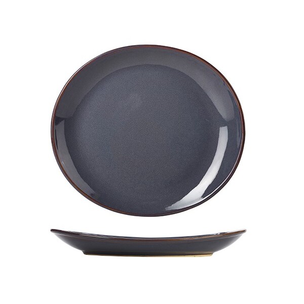 Terra Stoneware Rustic Blue Oval Plate 29.5cm X 26cm (Box Of 6)