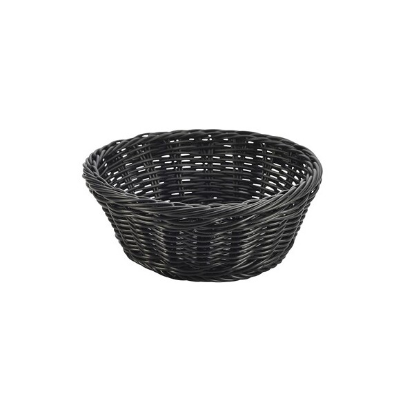 Black Round Polywicker Basket 21cm Dia X 8cm (Box Of 6)