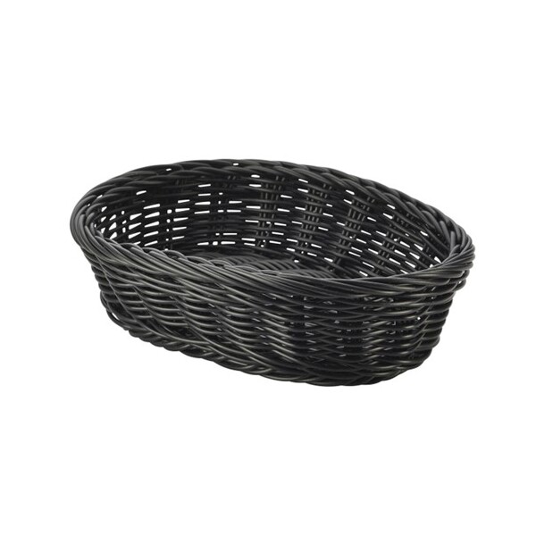 Black Oval Polywicker Basket 22.5cm X 15.5cm X 6.5cm (Box Of 6)