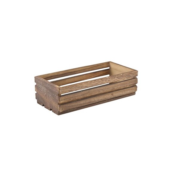 Genware Dark Rustic Wooden Crate 25 X 12 X 7.5cm