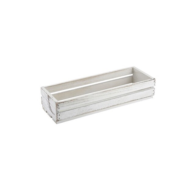 Genware White Wash Wooden Crate 34 X 12 X 7cm