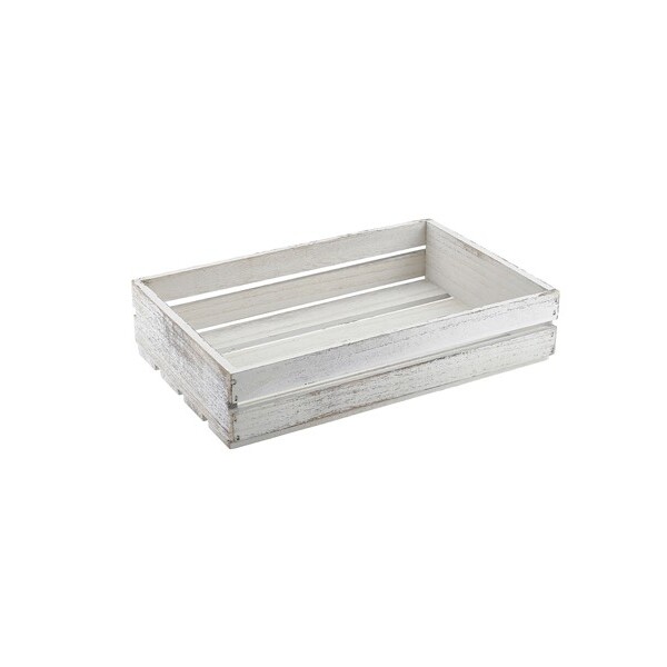 GenWare Wooden Crate White Wash 35 X 23 X 8cm (L x W x H)