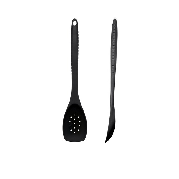 Black Silicone Slotted Spoon 30cm