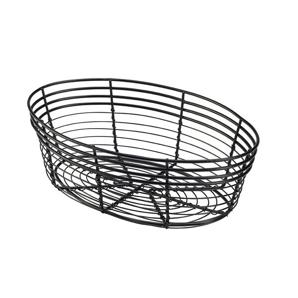 Oval Wire Basket Black 25.5cm X 16cm X 8cm (Box Of 6)