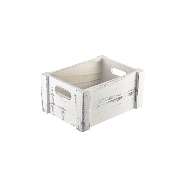 Genware White Wash Wooden Crate 22.8cm X 16.5cm X 11cm