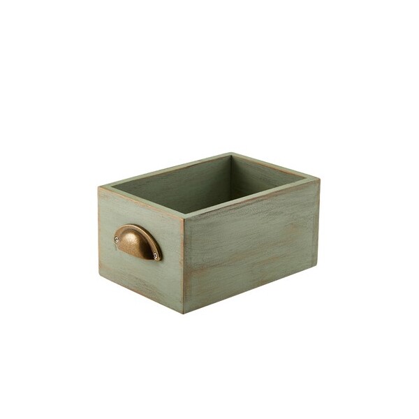 Green Wash Acacia Wood Display Drawer 21.5cm X 15cm X 11cm