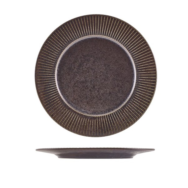 Terra Porcelain Fluted Winged Plate 29cm Black (Box of 6)