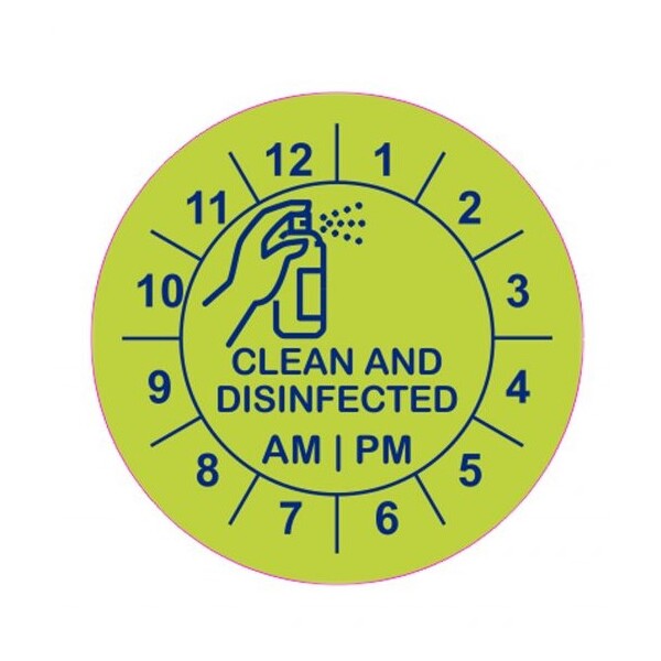 Harfield Removable Clean and Disinfected Clock Label Roll of 500 (819HOU)