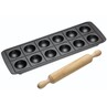 Black Ravioli Tray 12 Hole With Rolling Pin