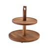 Acacia Wood Two Tier Cake Stand (22 X 28 X 29cm)