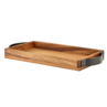 GenWare Acacia Wood Serving Tray With Metal Handles 32.5cm X 17.5cm X 3.5cm